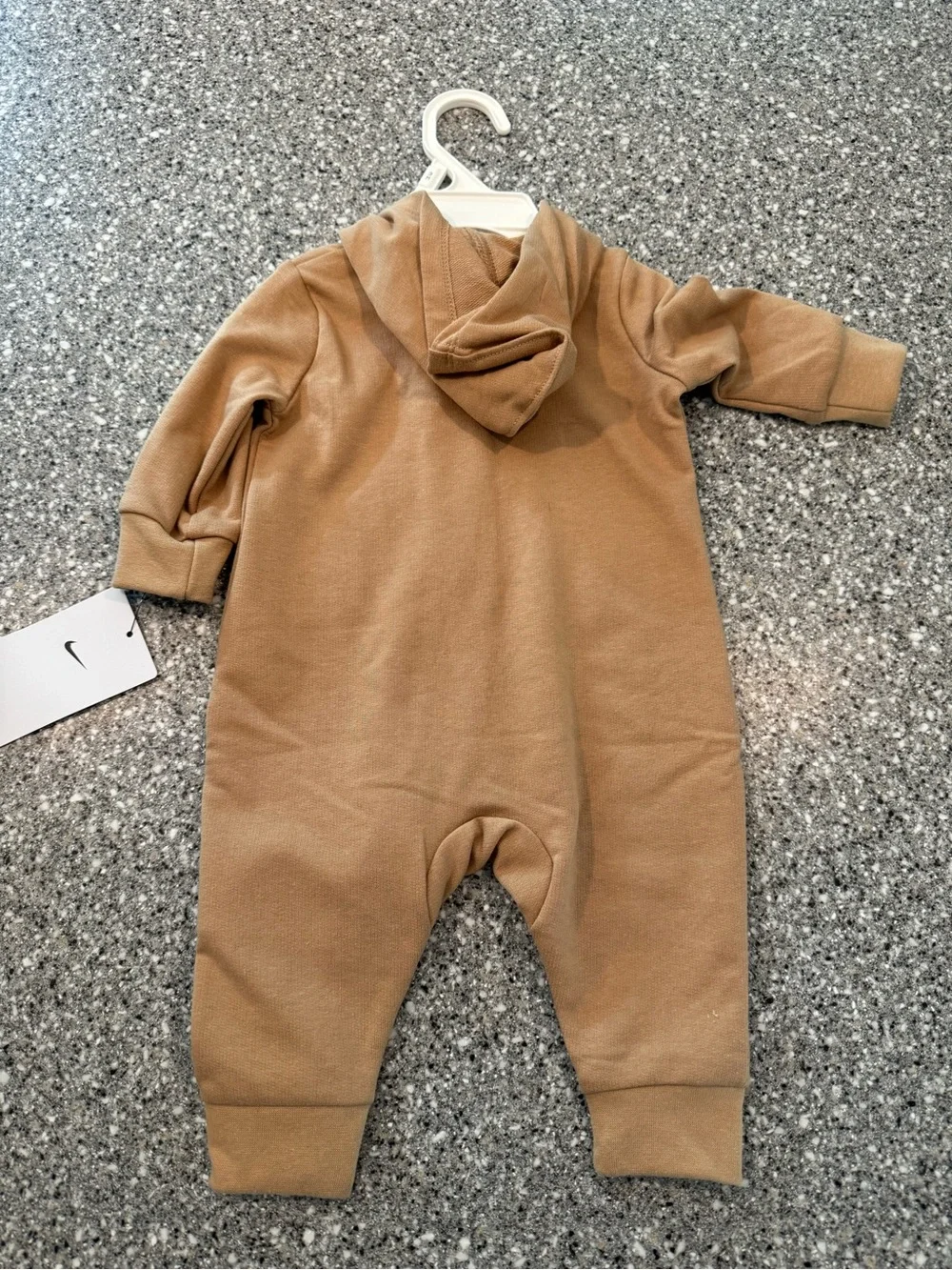 Nike Tan Hooded Baby One-Piece Zip Romper